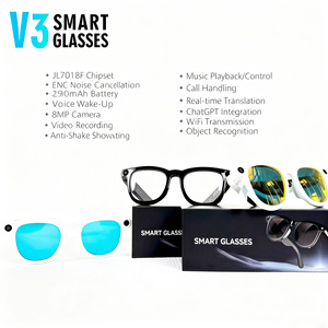 Lunettes intelligentes avec monture blanche, verres bleus, commande vocale, appels téléphoniques avec microphone, charge Type C - Product Image 5