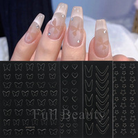 Pochoir aérographe pour ongles Coeur Papillon Étoile Autocollants pour ongles Y2K Charms Flowers Leaf Stamping Plates Airbrush Templates
