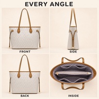 Sac fourre-tout en cuir PU gaufré avec finition beige et quincaillerie dorée, grande capacité, sac à bandoulière pour femme, fournisseur en gros