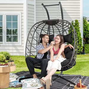 Dwoo Fauteuil <span class=keywords><strong>suspendu</strong></span> <span class=keywords><strong>double</strong></span> d'extérieur toutes saisons, robuste, pour 2 personnes, type fauteuil œuf - Product Image 1
