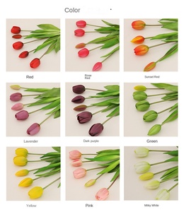 High Quality Artificial PVC Real Touch <strong>Sunset</strong> Red Yellow Tulip Bridal Bouquet <strong>Flowers</strong> for Wedding Home Decoration - Product Image 3