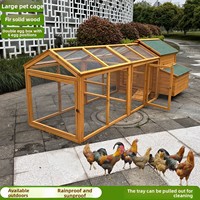 Grand poulailler extérieur en bois, imperméable et résistant au soleil, à double compartiment, pour l'élevage domestique de poulets, cage pour animaux de compagnie