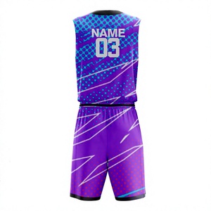 Ensemble d'uniformes de basketball d'été très vendu, coloré, ajusté, kit de jeu de club, personnalisé avec le nom de l'équipe, impression par transfert par sublimation - Product Image 2