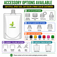 Sachets souples personnalisés à bec verseur pour boissons, sauces, liquides et aliments, avec bouchon à vis et poignée de transport