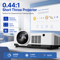 Projecteur laser à courte focale 0,44:1, 6500 lumens, WXGA, projecteur 3LCD pour installation en salle de classe