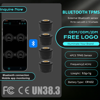 Système de détection de pression des pneus avec capteurs externes Bluetooth BLE5.0 universels, application mobile pour voitures à 4 roues, autonomie de la batterie de 3 à 5 ans, 1