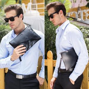 Maroquinerie Logo Personnalisé En Cuir Véritable <span class=keywords><strong>Noir</strong></span> Sac de Poignet <span class=keywords><strong>Homme</strong></span> Enveloppe <span class=keywords><strong>Pochette</strong></span> - Product Image 6
