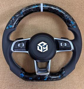 Avec Piano Black Trim R <span class=keywords><strong>Line</strong></span> Demi-volant en cuir en fibre de carbone pour VW Volkswagen Golf R 5 6 7 MK5 MK6 MK7 Gti Passat CC - Product Image 5