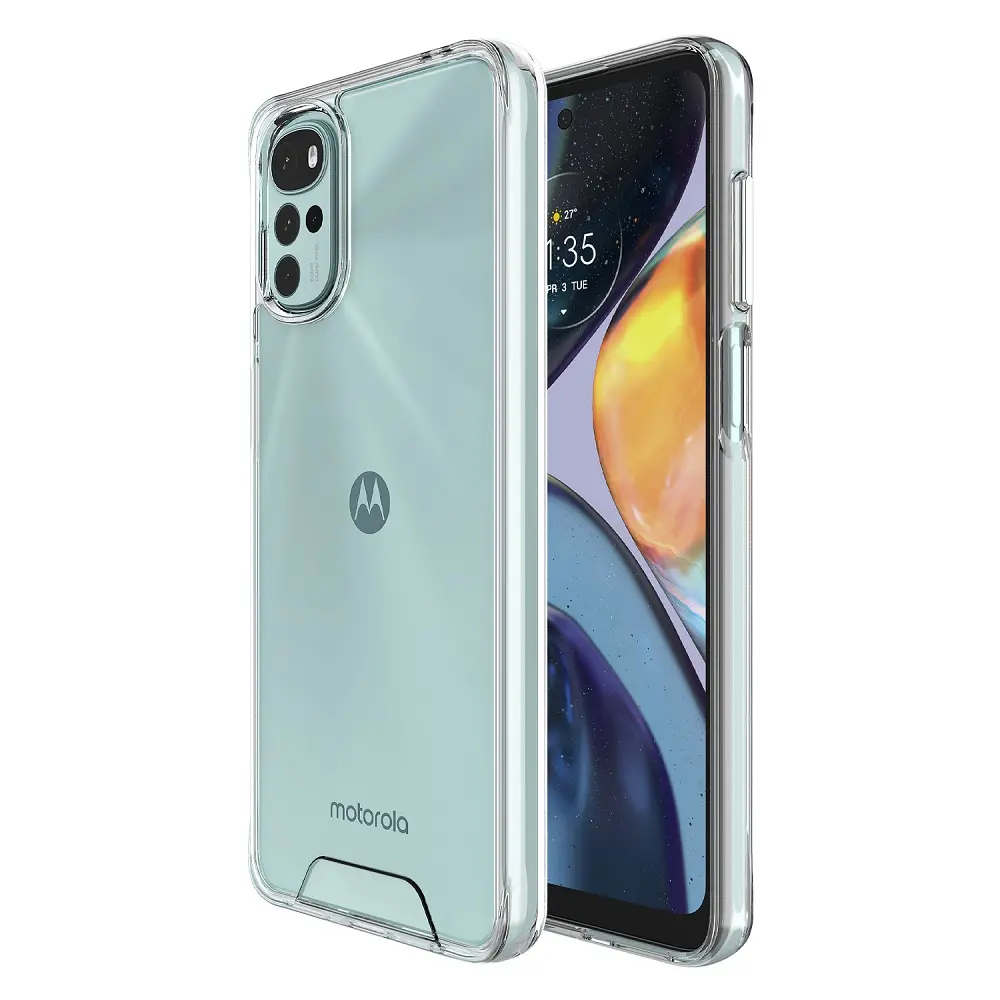 Capa de celular híbrida tpu transparente, proteção para motorola moto g22 g42 g52 g62 g82 espaço