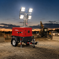 Éclairage de tour à mât de 9 m de haut, moteur diesel, conception innovante, moteur Kubota 355 °   Rotation des luminaires pour hôpital