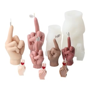3D Unregelmäßige Gesten-Silikonform für Kerzen, Herz-Daumen-Hoch/Friedenszeichen, Harz-Seifenform, Bastelmalerei, Gips, Lustiges DIY - Product Image 4