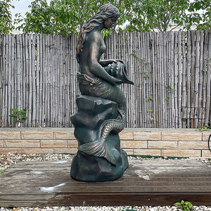 Statue de <span class=keywords><strong>sirène</strong></span> grandeur nature en fibre de verre pour jardin et cour arrière, sculpture de <span class=keywords><strong>sirène</strong></span>, fontaine d'eau - Product Image 2