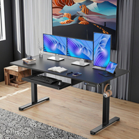 Bureau ergonomique moderne pour bureau à domicile Bureau électrique debout avec hauteur réglable et plateau de clavier pliable en option