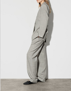 Women's Medium Size <b>Light</b> Grey Houndstooth Pattern Lapel Collar Open Front Casual Blazer Jacket - Product Image 5