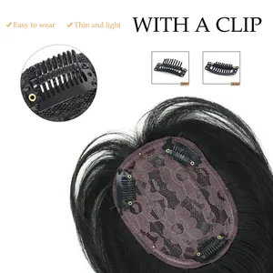 Extensiones de Cabello Sintético con Clip, 3 Clips, Lisas, Color Negro Marrón, para Mujer, con Flequillo, Postizo - Product Image 2