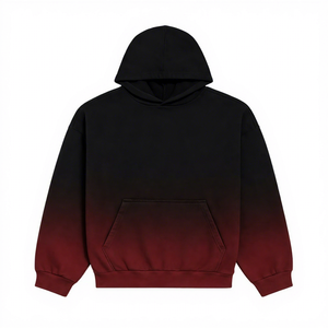 OEM ODM Men's Black <b>Red</b> Gradient <b>Hoodie</b> Pullover Sweatshirt Dip Dye Oversized Top With Kangaroo Pocket custom logo - Product Image 1