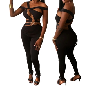 Combinaison Femme Sans Manches Unie Sexy à Découpes Irrégulières Nouvelle Collection Vente en Gros Tendance - Product Image 1
