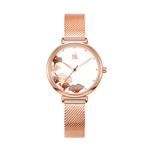 Ladies <b>Watch</b> With Ginkgo Leaf Pattern Mesh Steel Strap Waterproof Wristwatch - Product Image 3