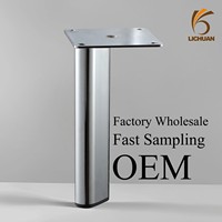 Pieds de meuble en acier inoxydable brillant avec base en caoutchouc antidérapante pour canapé, accessoires de quincaillerie pour salon, vente en gros d'usine