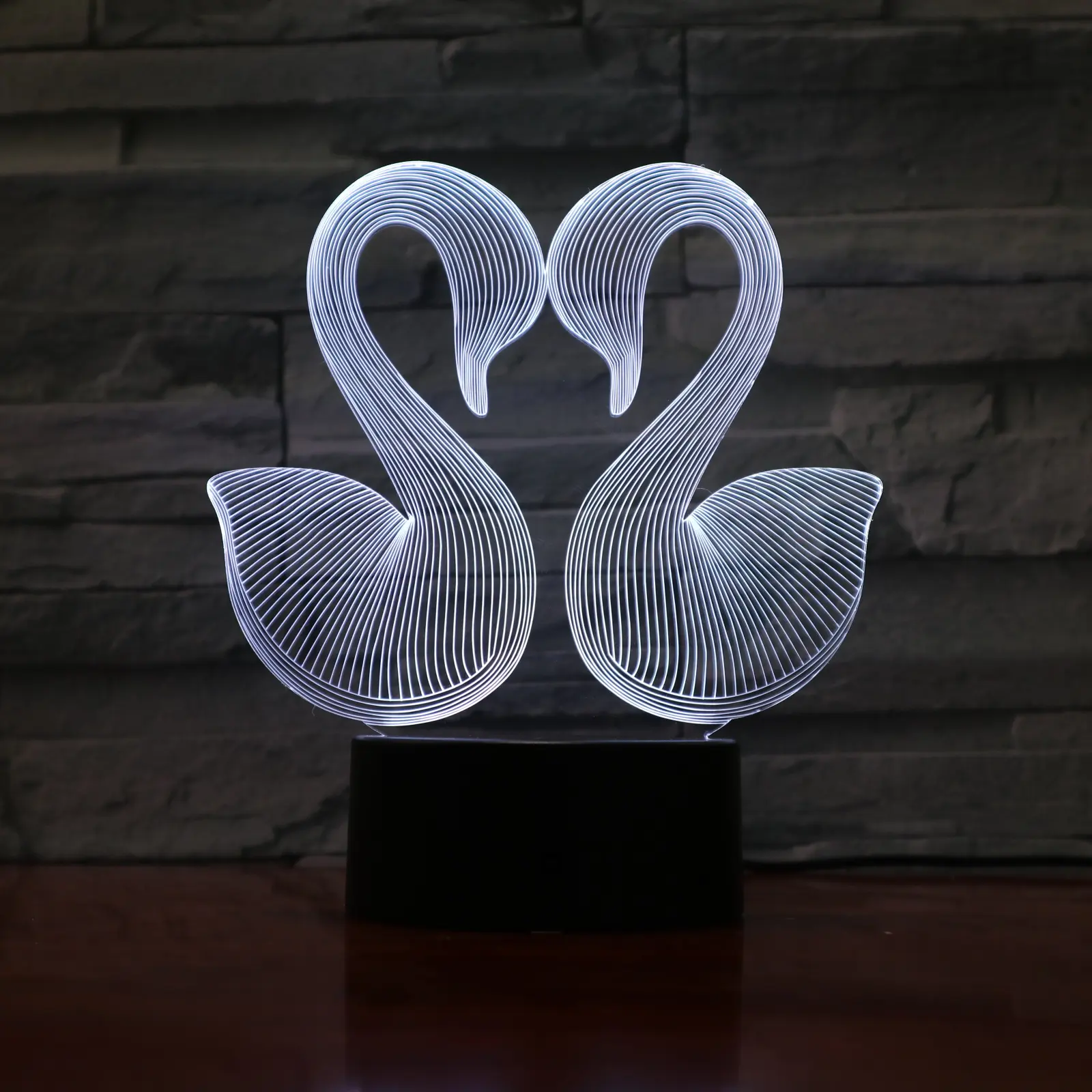 Lampe d'illusion d'optique romantique Swan 3D Smart 7 couleurs capteur tactile lampe LED veilleuse lampe de table