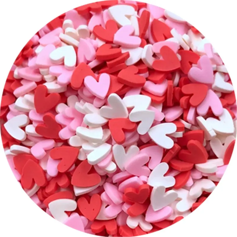 Cute Red Pink Color Beautiful Mini Size Heart Soft Polymer Clay for Girls Women Daily Nail Art Stickers Slime Making Accessories