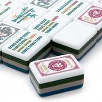 Table de jeu de Mahjong américain moderne en acrylique cristallin poli bleu lac, jeu de société pour rassemblements intérieurs, tuiles de jeu