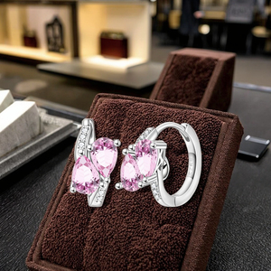 Orecchini rosa alla moda con fiori di moda da donna regalo all'ingrosso gioielli di alta qualità - Product Image 2