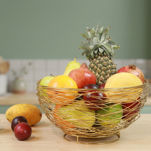 Corbeille à fruits ronde moderne en métal, support de rangement de cuisine durable, conteneur alimentaire à un seul niveau - Product Image 2