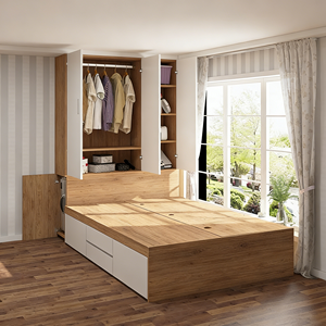 Lit Tatami Personnalisé BALOM avec Armoire, Grande Capacité de Rangement, Meubles de Chambre Modernes, Projet d'Appartement Hôtelier Ardrobe - Product Image 6