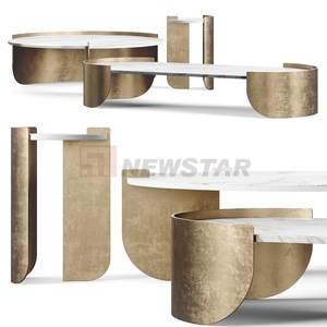 Hiện đại thực sự bằng đá cẩm thạch trắng đá bảng Top với kim loại bảng cơ sở phòng khách đồ nội thất Bàn cà phê thiết lập - Product Image 5