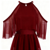 Vennystyle Nouvelle robe de danse lyrique à manches longues rouge vin pour les spectacles sur scène Adultes Spandex/Nylon avec strass et dentelle