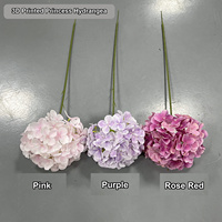 Fleur artificielle 3D imprimée Princesse Hortensia Rose, toucher réel, tige pour bouquet de mariage, décoration de vase domestique, vente en gros