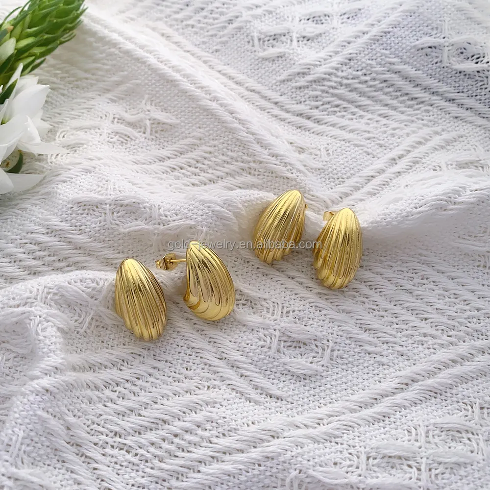 Boucles d'oreilles en or 18 carats plaqué laiton Boucles d'oreilles créoles de style bohème personnalisées en forme de graine de melon