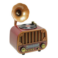 ELETREE MD-1318BT Enceinte Bluetooth sans fil en forme de tourne-disque rétro, style vintage, radio AM FM SW