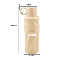 Bouteille d'eau sport en silicone grande capacité avec paille, anti-fuite, tasse de voyage portable pour la gym et le fitness