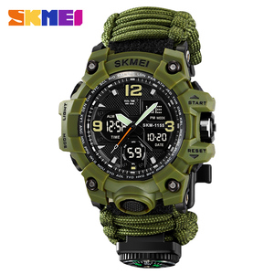 Montre homme SKMEI Outdoor Climbing <span class=keywords><strong>1155B</strong></span>, bracelet en corde, mouvement analogique-numérique, chronomètre, alarme, résistance à l'eau 5 BAR - Product Image 2
