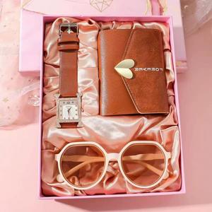 Women's Fashion Designer PU Gift <b>Sets</b> Wholesale Candy Wallet Sunglasses <b>Watch</b>-for Weddings and Special Events - Product Image 2