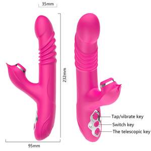 Delove Vibrator Kelinci Motor Ganda Teleskopik Dildo G Spot Masturbasi 2 In 1 Mainan Seks Untuk Wanita - Product Image 5