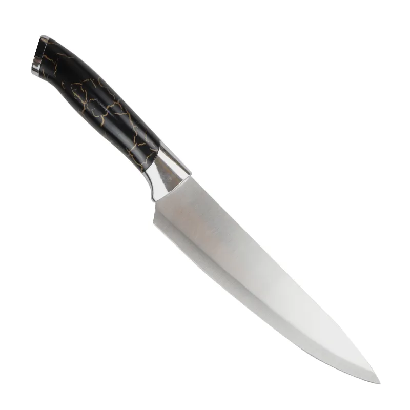Yeni tasarım 8 inç şef bıçağı paslanmaz çelik mutfak bıçağı seti karşılamak dilimleme PP kolu ile stokta