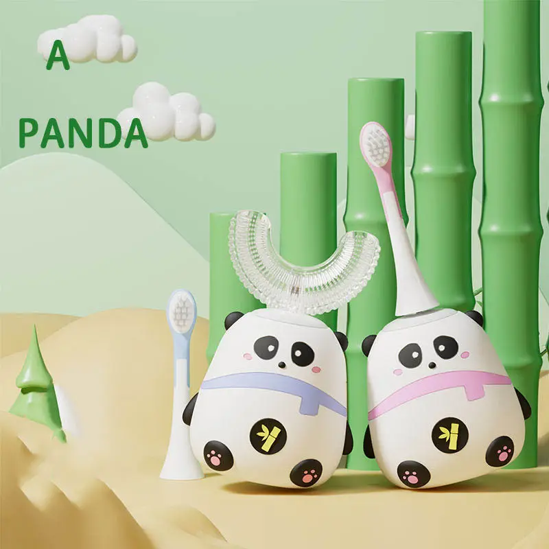 360パンダ赤ちゃんU字型歯ブラシかわいい漫画キッズソニック電動歯ブラシ歯のケア赤ちゃん電子超音波歯ブラシ