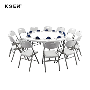 도매 8-10인용 야외 연회 테이블 HDPE 플라스틱 원형 접이식 테이블 (이벤트/웨딩용) KC-T1075 - Product Image 2