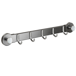 Estante de almacenamiento de pared para cocina de acero inoxidable con 5 ganchos para vajilla, instalación multifuncional sin taladro - Product Image 1