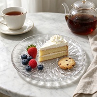 Plateau de service en verre transparent, assiette à gâteau ronde en verre taillé, plateau épais pour desserts, salades, fruits, présentation de table