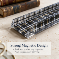Support de pousseur de tuiles de mahjong américain style preppy classique, 4 pièces, 20 pouces, en acrylique transparent avec incrustation à carreaux, cadeau de fêtes