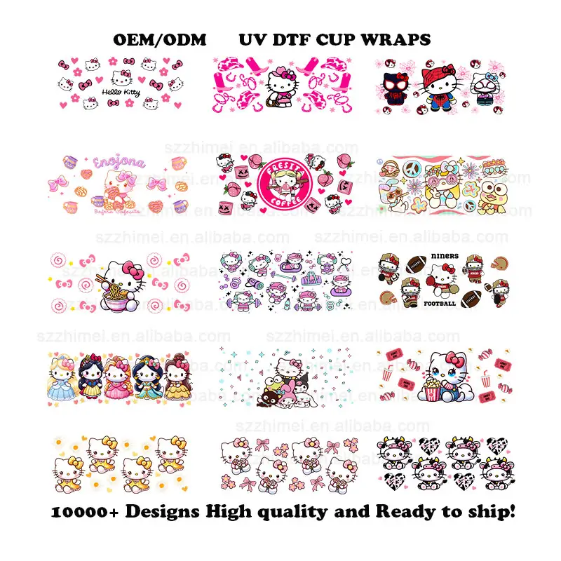 Best Quality Custom UV DTF Wrap Transfers Labels UVDTF Wraps Cup Pen Motel Keychain Decals Stickers for 16oz cups