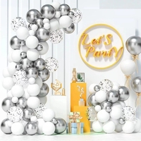 Kit d'arche de guirlande de ballons noir, blanc et argent, ballons en latex argentés avec confettis pour les anniversaires d'hommes, les anniversaires de mariage, le Nouvel An, les fournitures de fête
