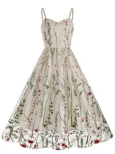 Benutzer definierte bestickte Spitze Vintage Brautjungfer ärmellose Dame Vestidos Elegante Sommer Frauen Prom Party Valentinstag Kleider - Product Image 5