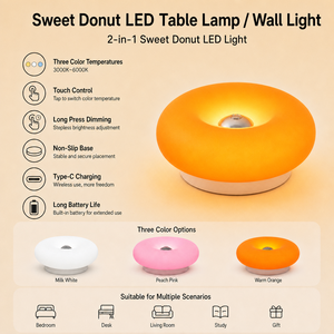 Nordic Minimalist Doughnut-shaped Table <strong>Lamp</strong>, LED <strong>Charging</strong>, Living Room Touchable Night Light, Portable Table <strong>Lamp</strong> - Product Image 4