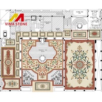 Projet de villa de luxe : Carrelage en marbre à motifs incrustés au jet d'eau, motifs muraux en marbre au jet d'eau, carrelage en marbre au jet d'eau