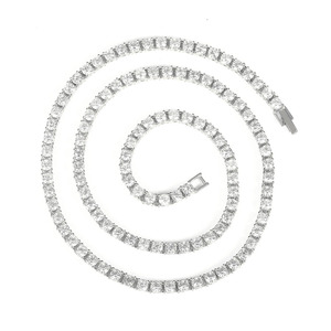 Cadena de <span class=keywords><strong>tenis</strong></span> de 4 mm con colgante de cruz de diamantes de imitación, collar de aleación con incrustaciones de diamantes de imitación, unisex, logotipo personalizado <span class=keywords><strong>para</strong></span> proveedores de TEMU y <span class=keywords><strong>SHEIN</strong></span> - Product Image 4